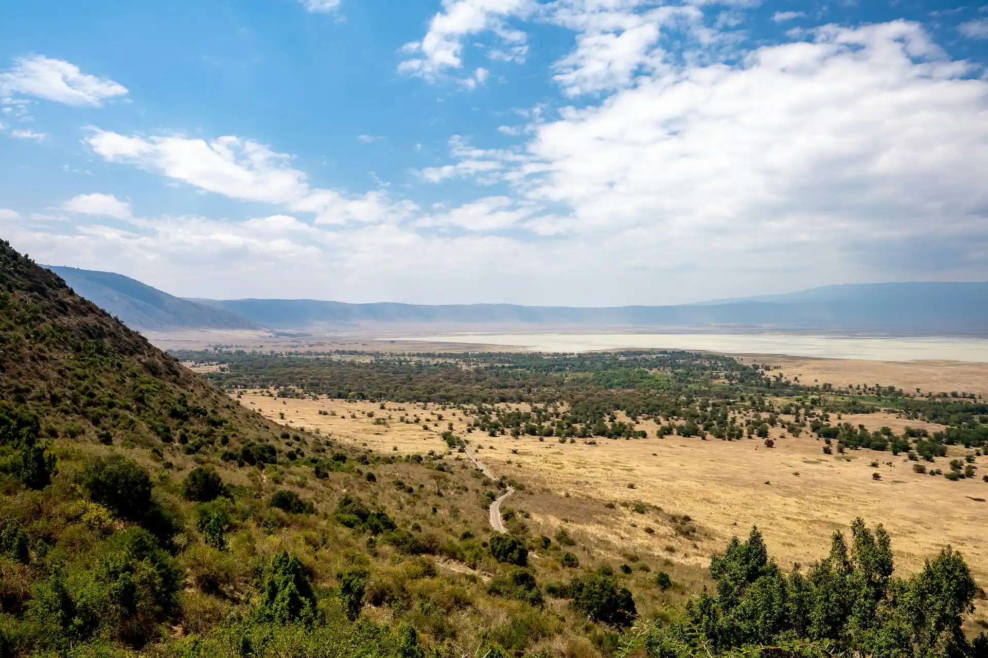 The Ngorongoro Crater floor with wildlife